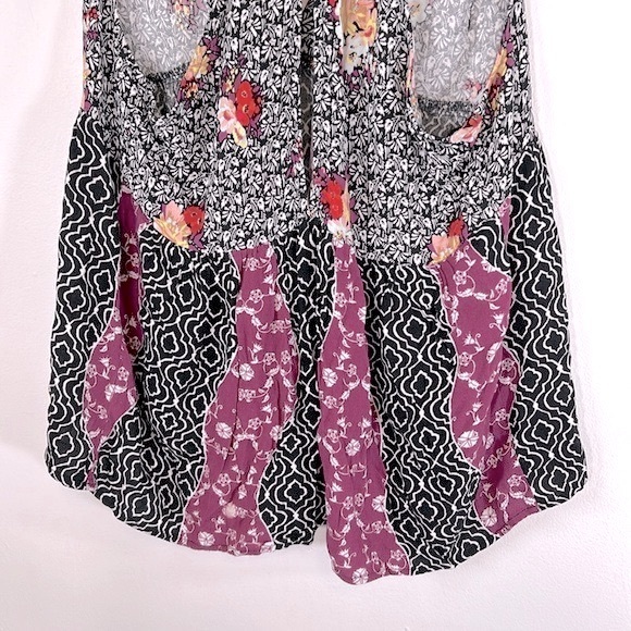 Free People Dream Darlin’ Black Purple Women’s Size M 100% Rayon Boho Tank Top - Picture 14 of 16